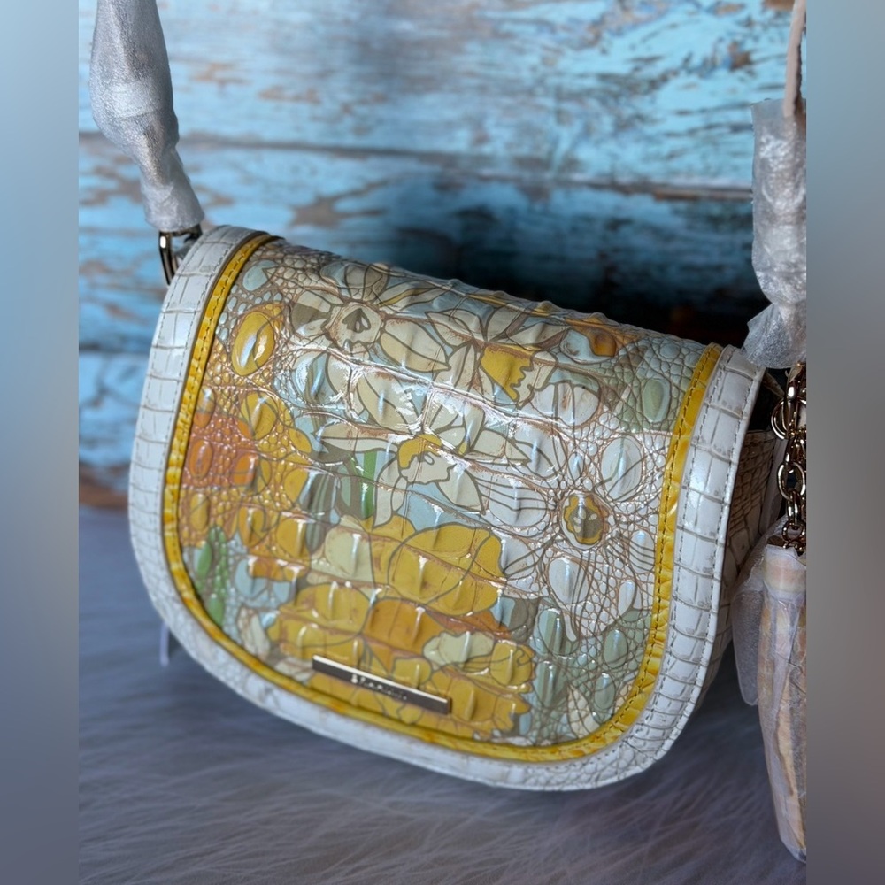 NWT Brahmin Briar Daffodil Pimlico Leather Crossbody - Beautiful Floral pattern - Picture 8 of 10